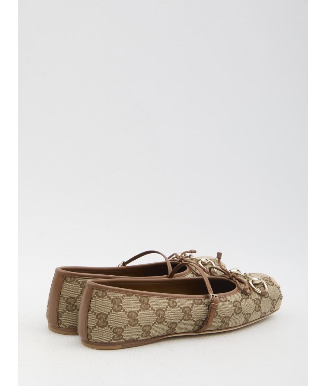 GUCCI Бежевые текстильные балетки, фото 3