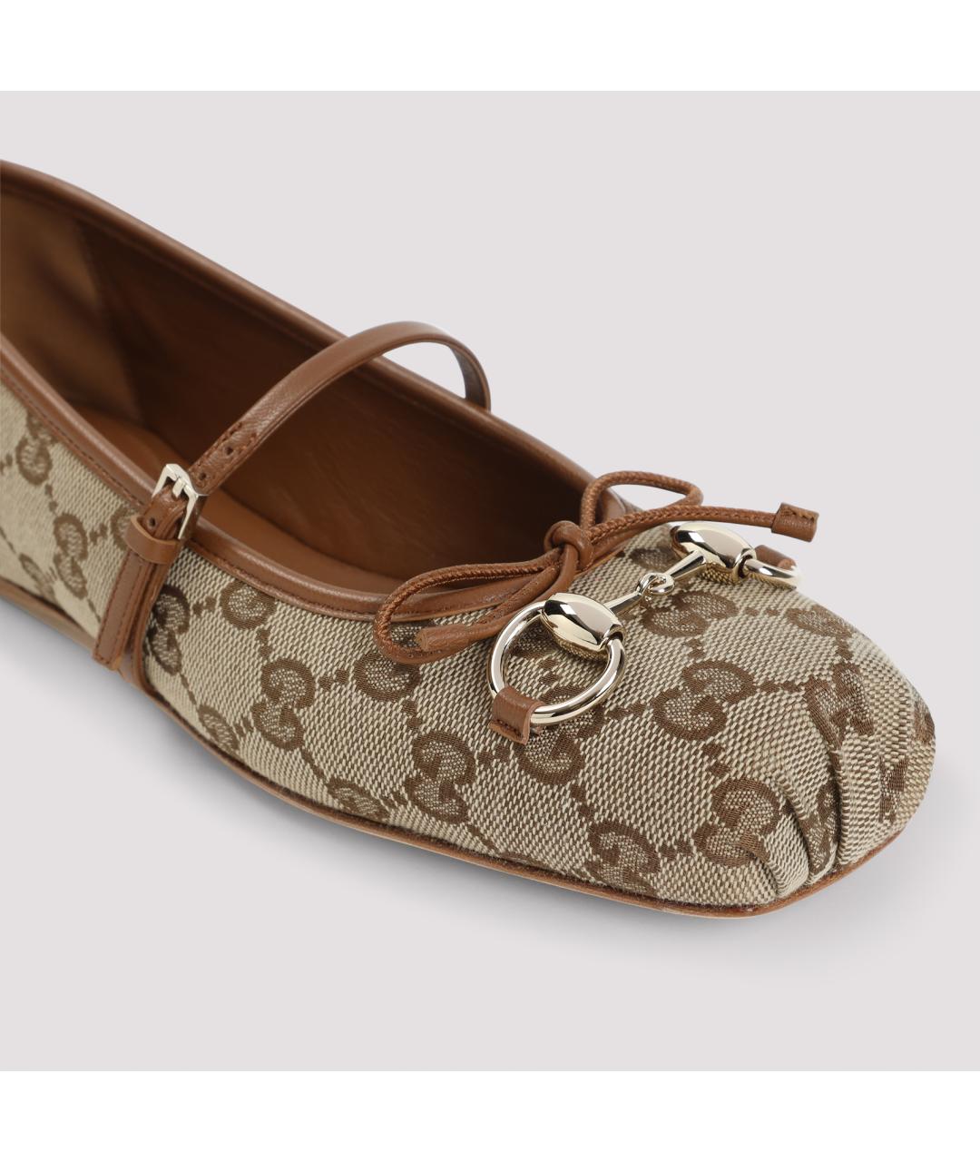 GUCCI Бежевые текстильные балетки, фото 5