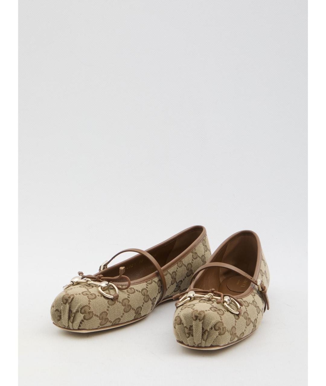 GUCCI Бежевые текстильные балетки, фото 2