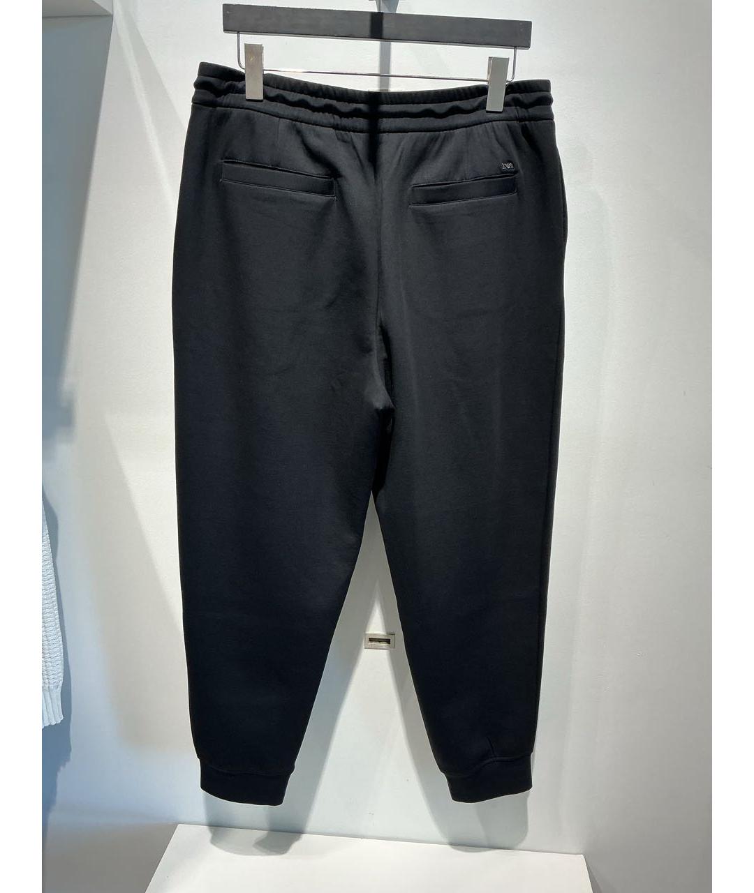 EMPORIO ARMANI Черные хлопковые повседневные брюки, фото 3