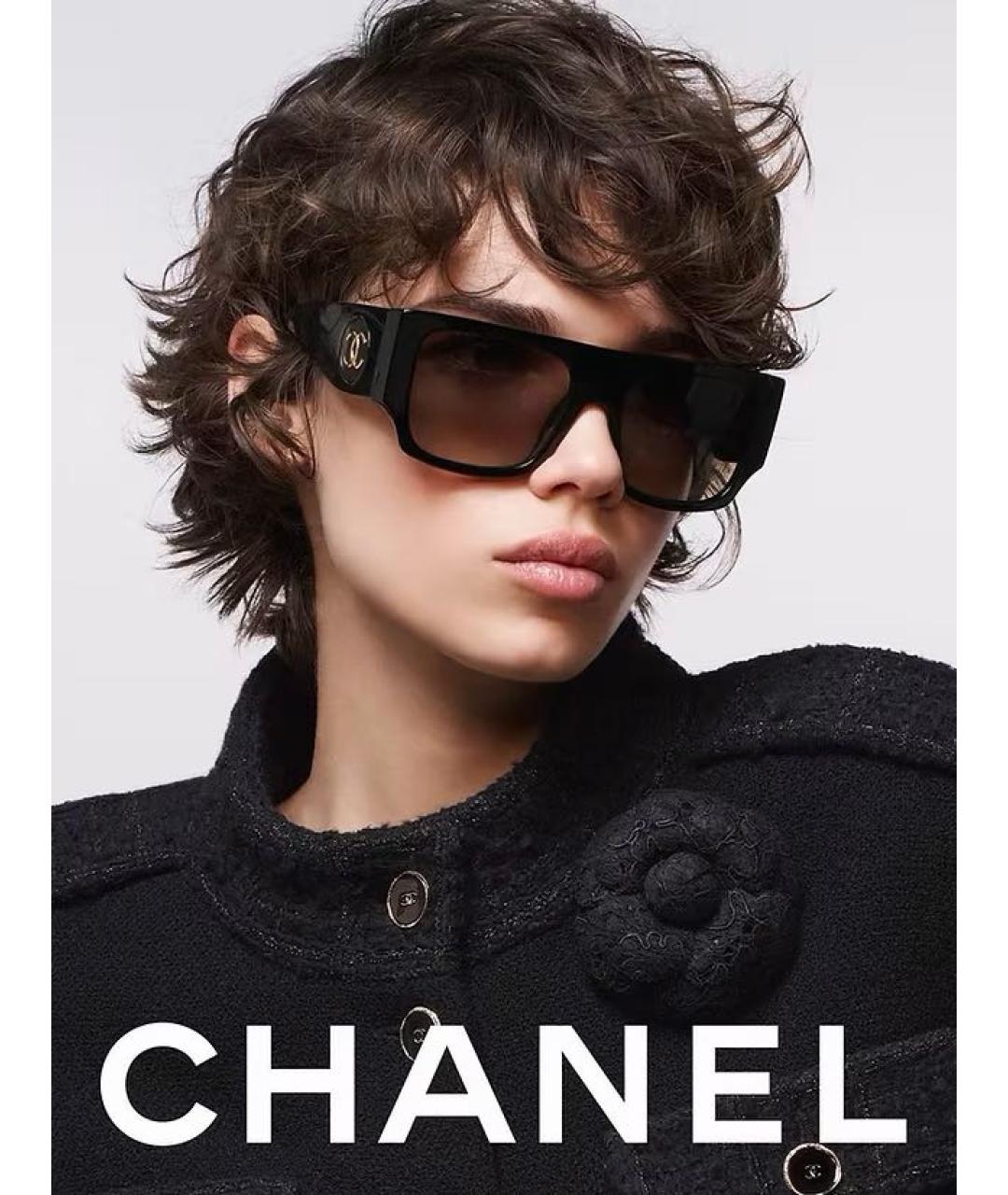CHANEL Черные пластиковые солнцезащитные очки, фото 5