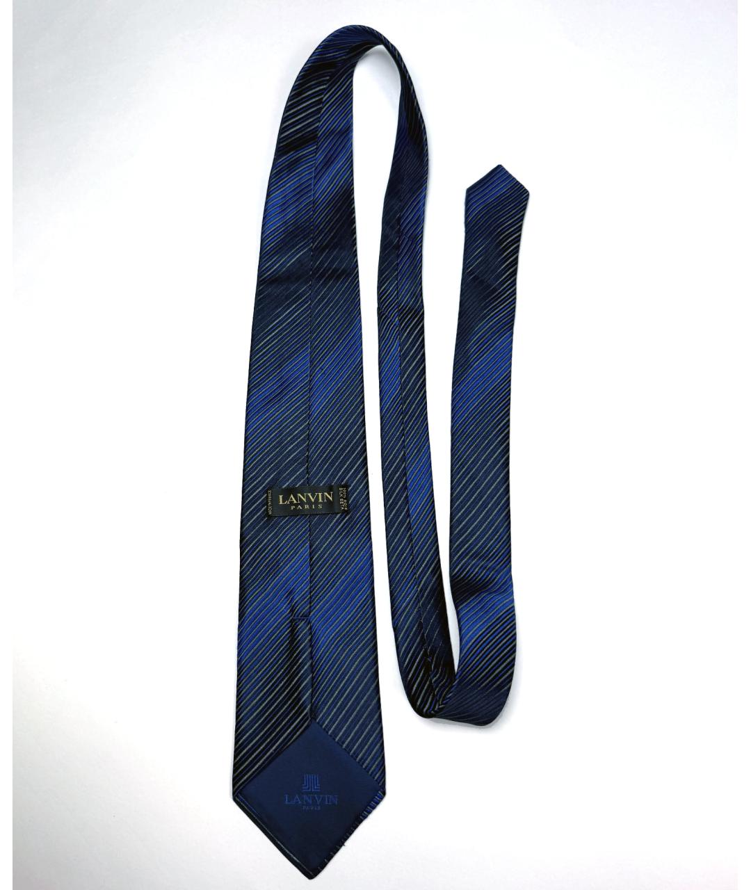 LANVIN Синий шелковый галстук, фото 2