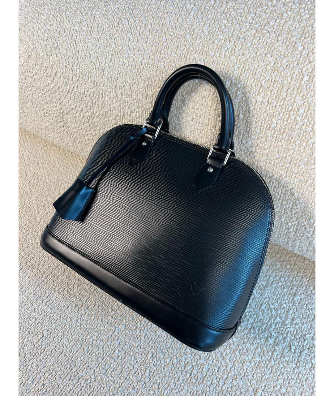 LOUIS VUITTON Черная кожаная сумка с короткими ручками, фото 5