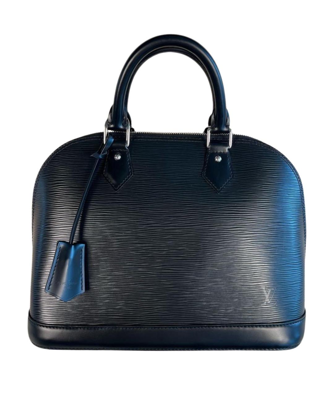 LOUIS VUITTON Черная кожаная сумка с короткими ручками, фото 1