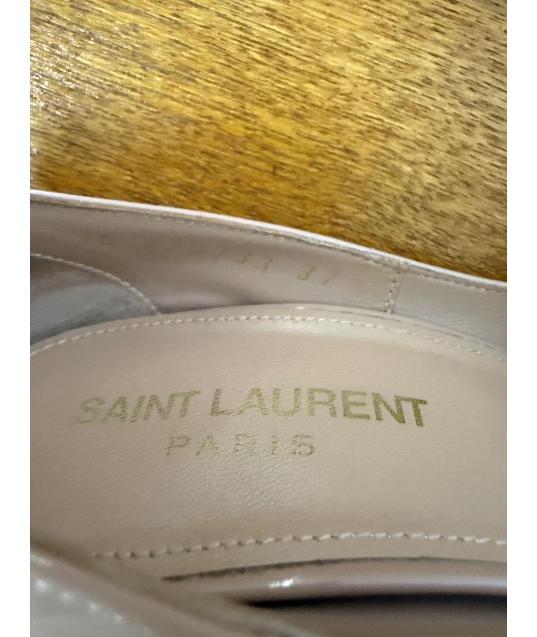 SAINT LAURENT Бежевые туфли из лакированной кожи, фото 9