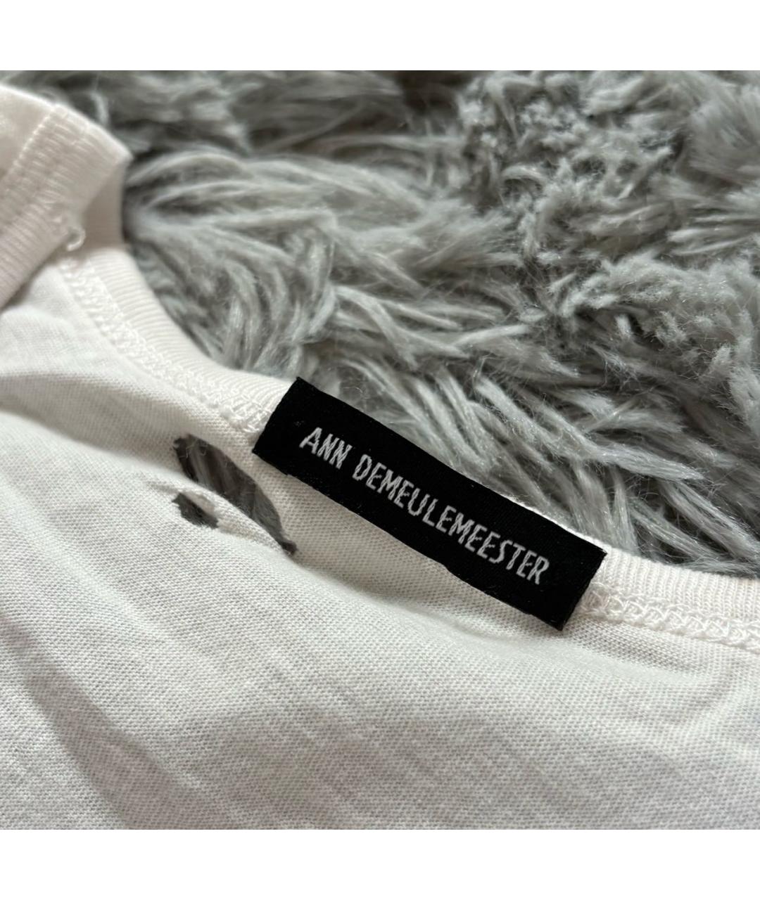ANN DEMEULEMEESTER Бежевая хлопковая футболка, фото 3