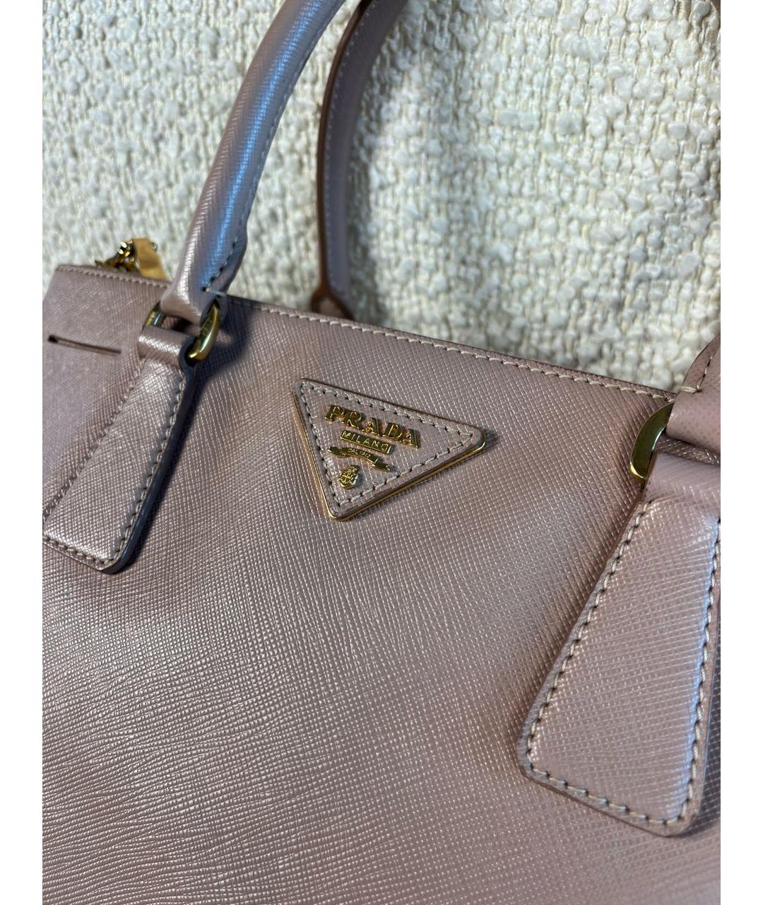 PRADA Розовая кожаная сумка с короткими ручками, фото 8