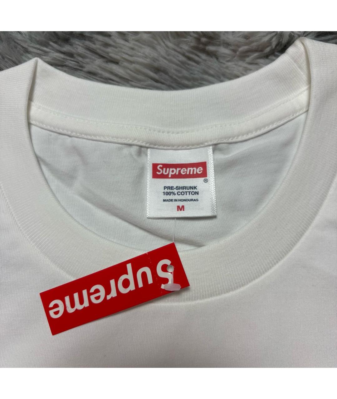SUPREME Белая хлопковая футболка, фото 3