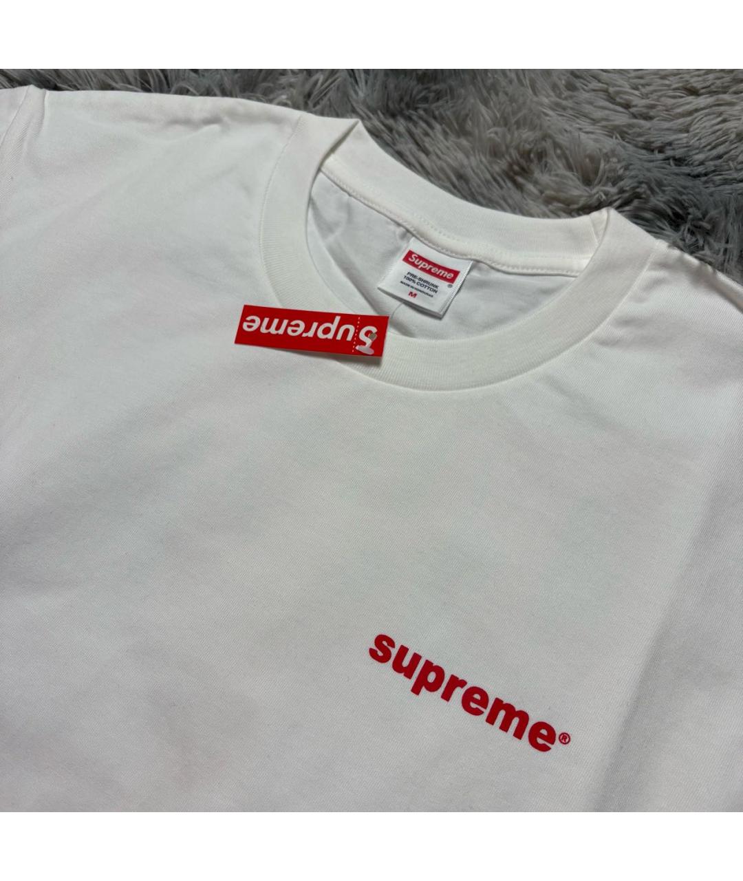 SUPREME Белая хлопковая футболка, фото 4