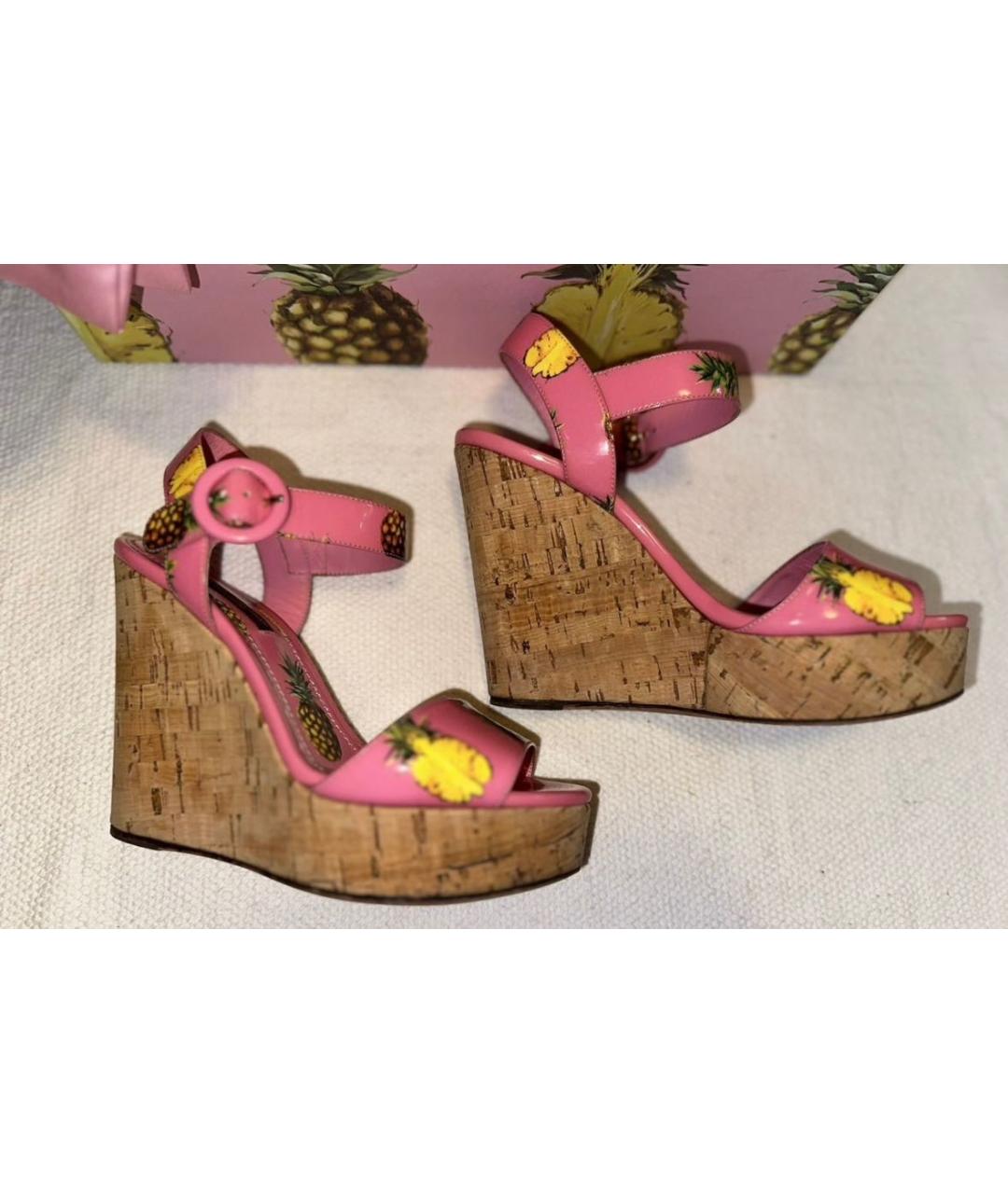 DOLCE&GABBANA Розовые кожаные босоножки, фото 6