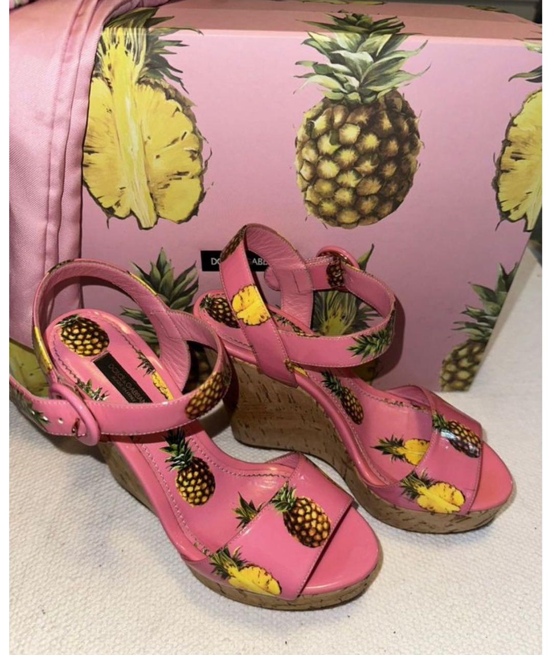 DOLCE&GABBANA Розовые кожаные босоножки, фото 2