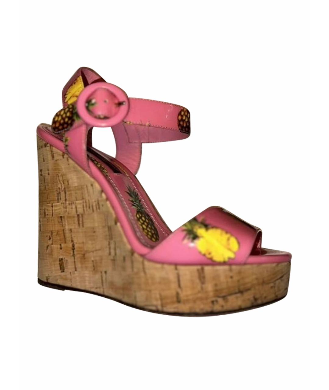 DOLCE&GABBANA Розовые кожаные босоножки, фото 1