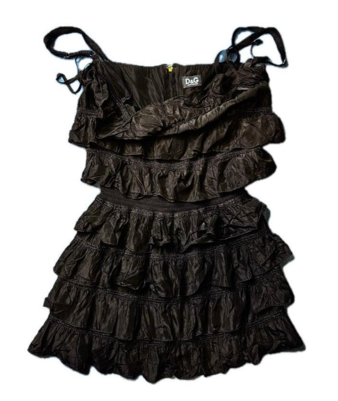 DOLCE&GABBANA Черное ацетатное коктейльное платье, фото 1