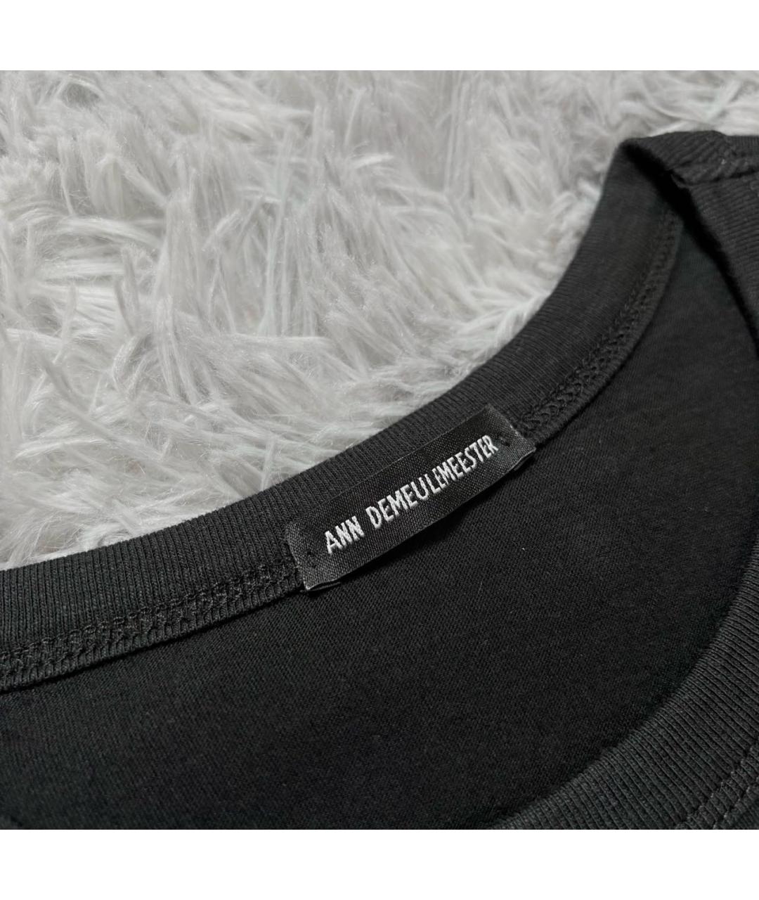 ANN DEMEULEMEESTER Черная хлопковая футболка, фото 3