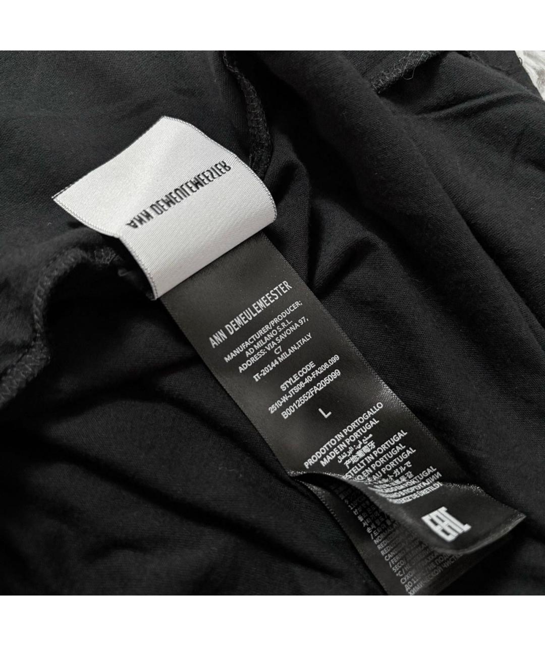 ANN DEMEULEMEESTER Черная хлопковая футболка, фото 6