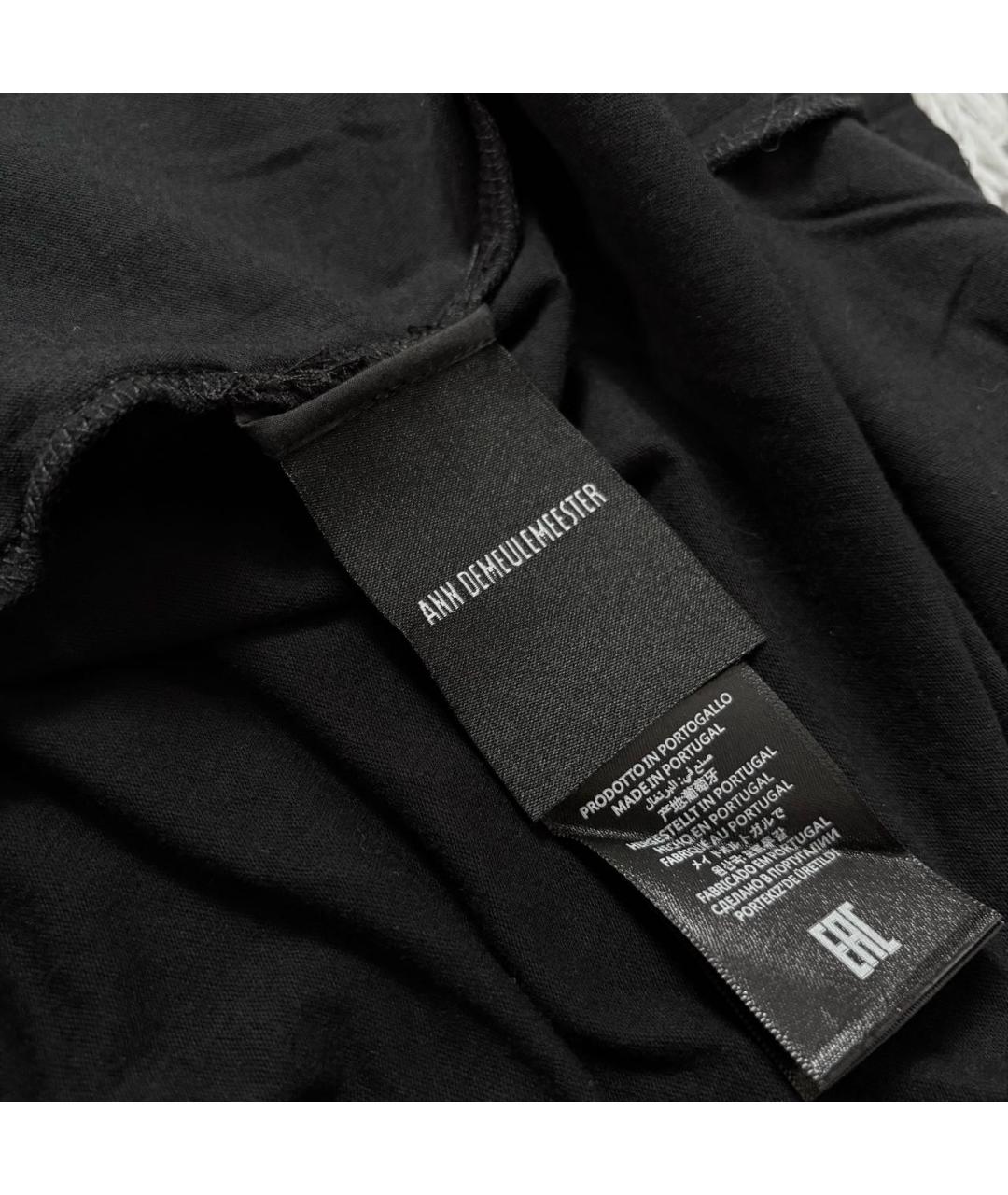 ANN DEMEULEMEESTER Черная хлопковая футболка, фото 5