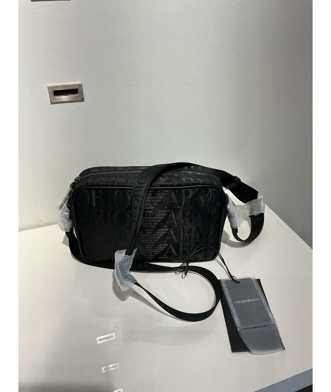 EMPORIO ARMANI Черная синтетическая сумка на плечо, фото 3
