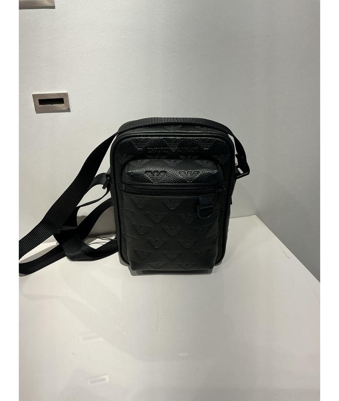 EMPORIO ARMANI Черная кожаная сумка на плечо, фото 4