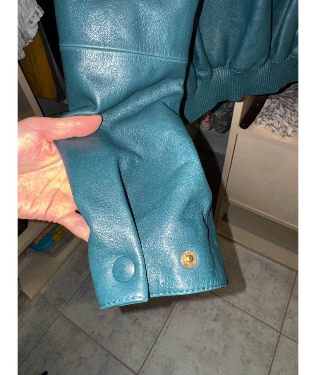 BALLY Зеленая кожаная куртка, фото 7