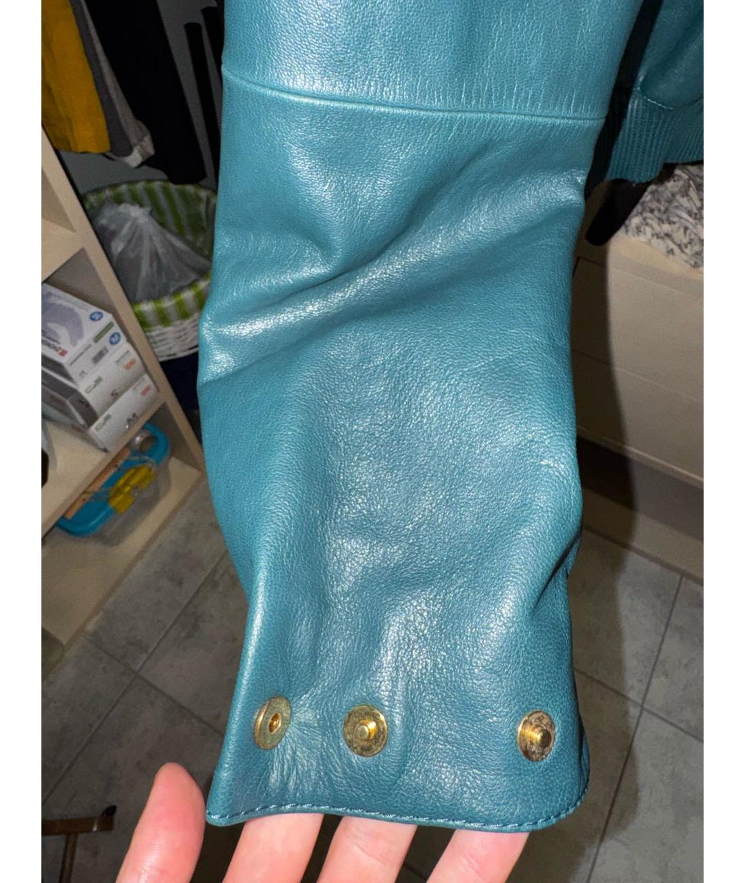 BALLY Зеленая кожаная куртка, фото 6