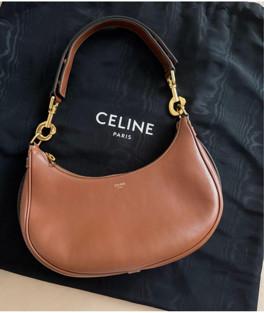 CELINE Коричневая кожаная сумка через плечо, фото 2
