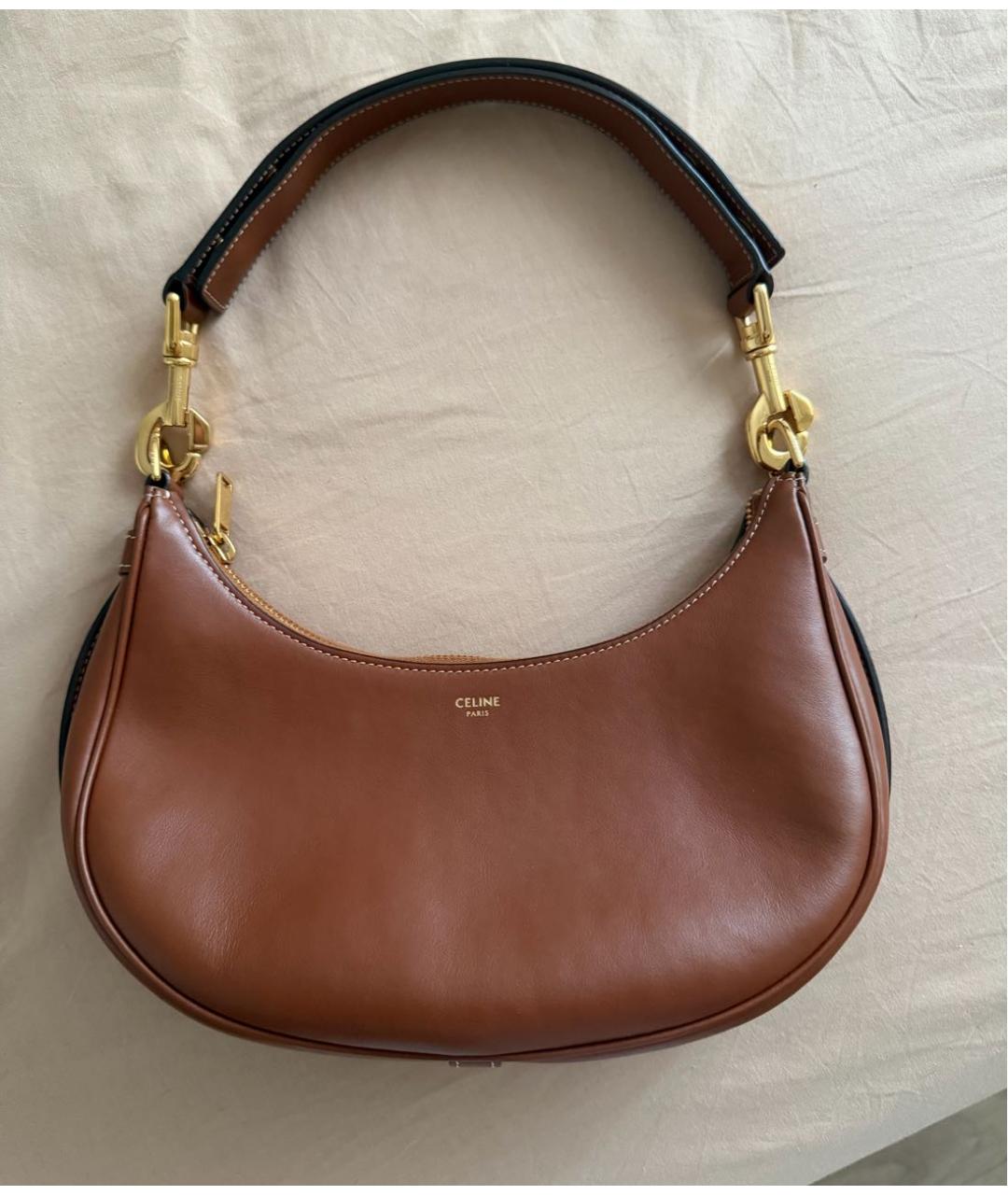CELINE Коричневая кожаная сумка через плечо, фото 5