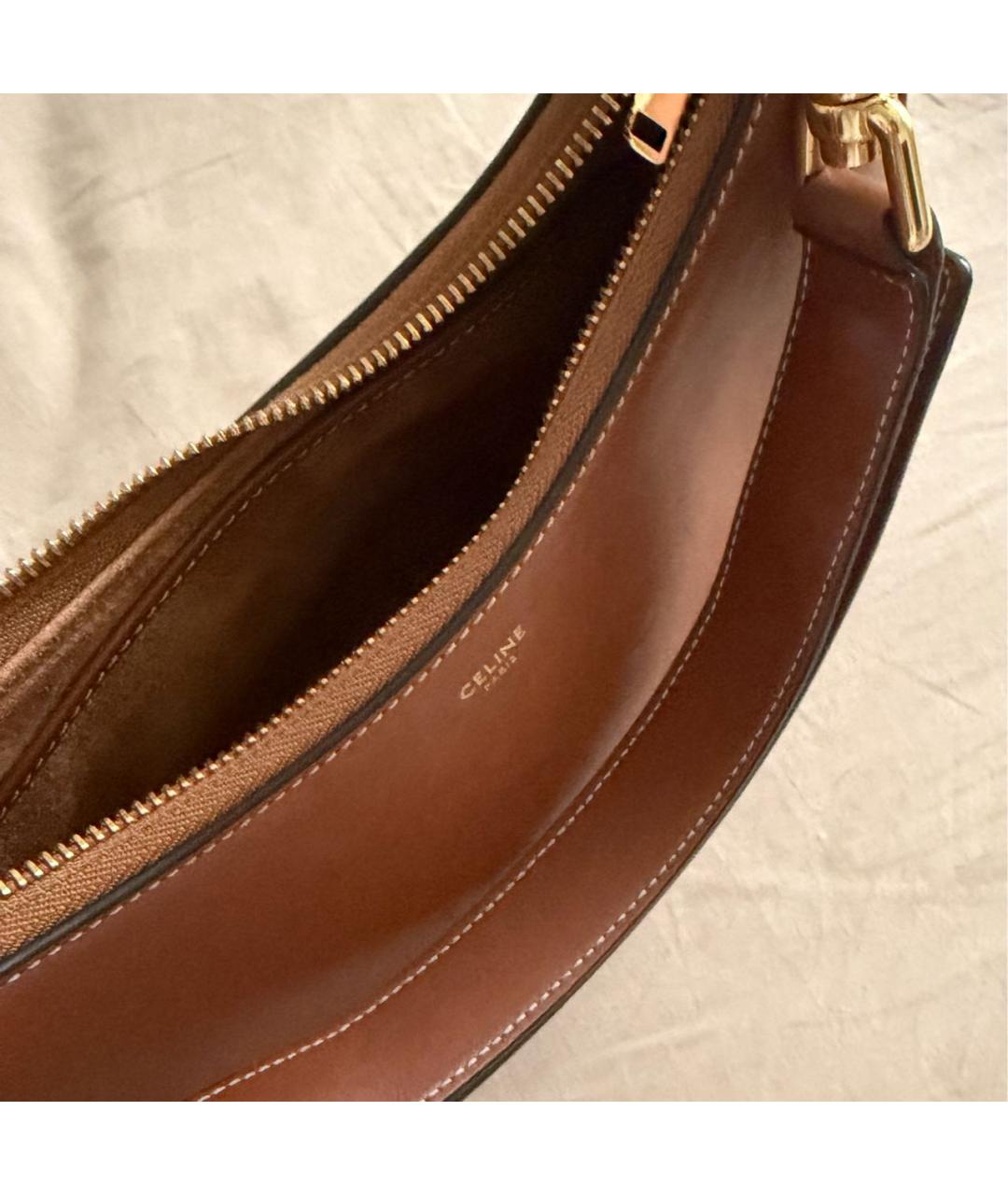 CELINE Коричневая кожаная сумка через плечо, фото 4