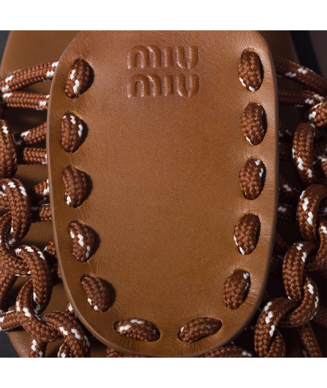 MIU MIU Коричневые кожаные сандалии, фото 3