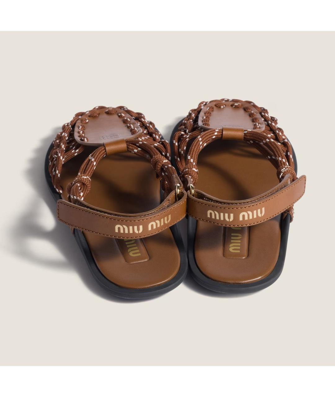 MIU MIU Коричневые кожаные сандалии, фото 2