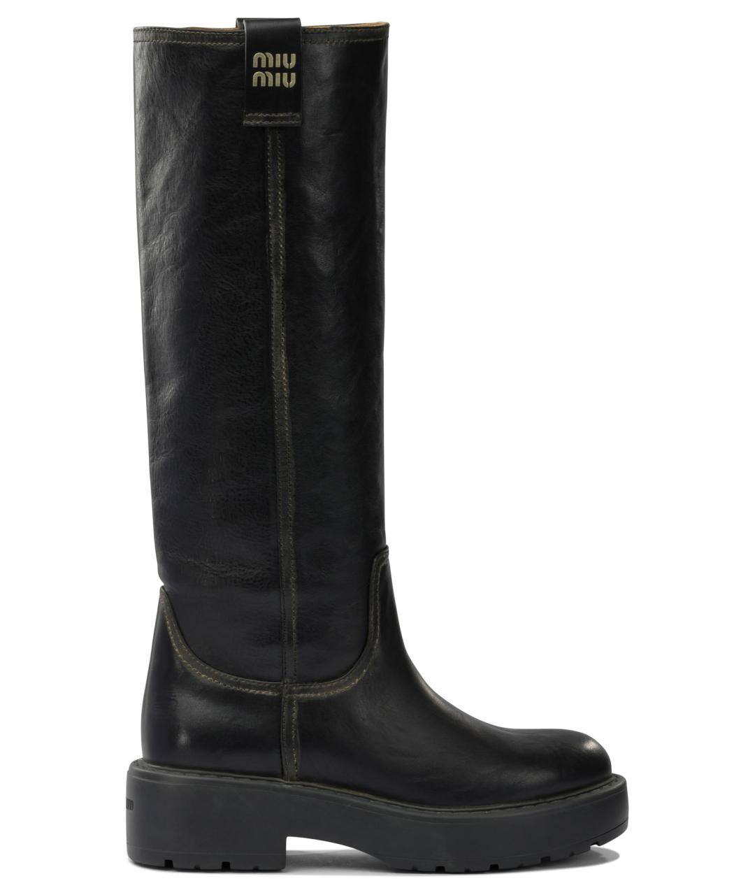 MIU MIU Черные кожаные сапоги, фото 1