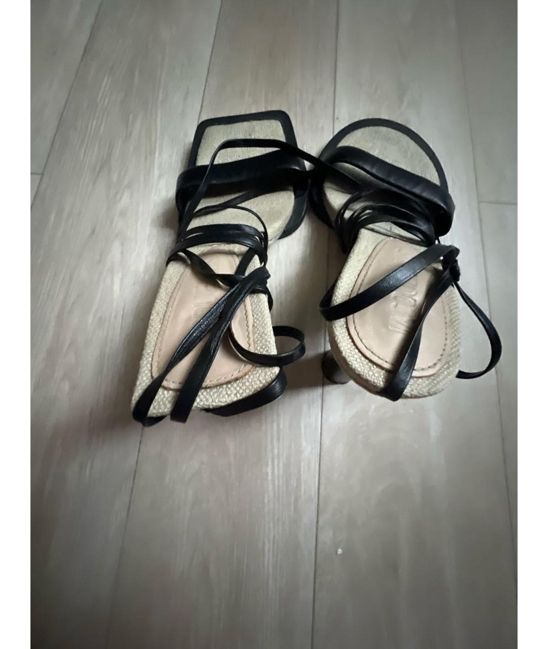 JACQUEMUS Черные кожаные босоножки, фото 3