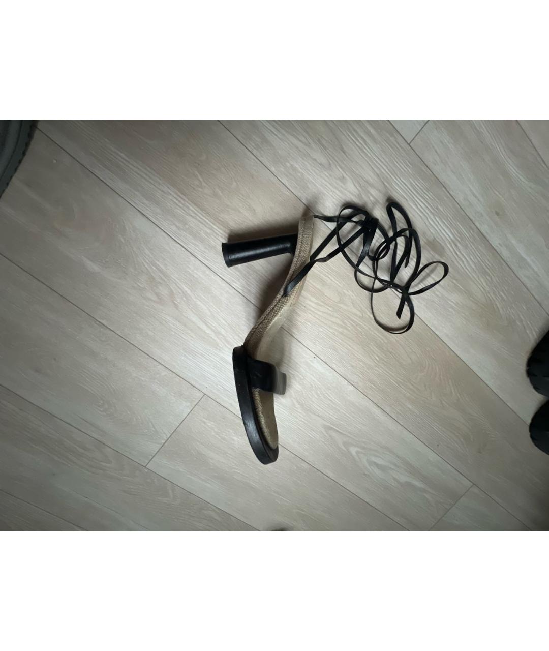 JACQUEMUS Черные кожаные босоножки, фото 6
