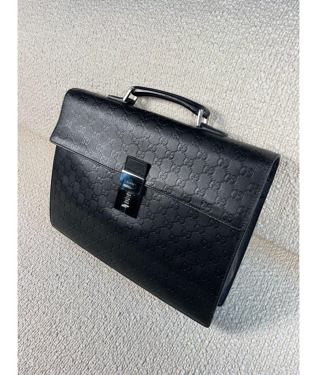 GUCCI Черный кожаный портфель, фото 4