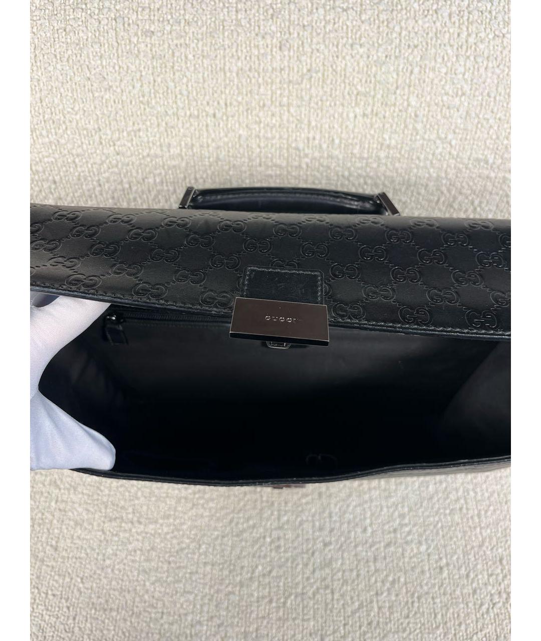 GUCCI Черный кожаный портфель, фото 3