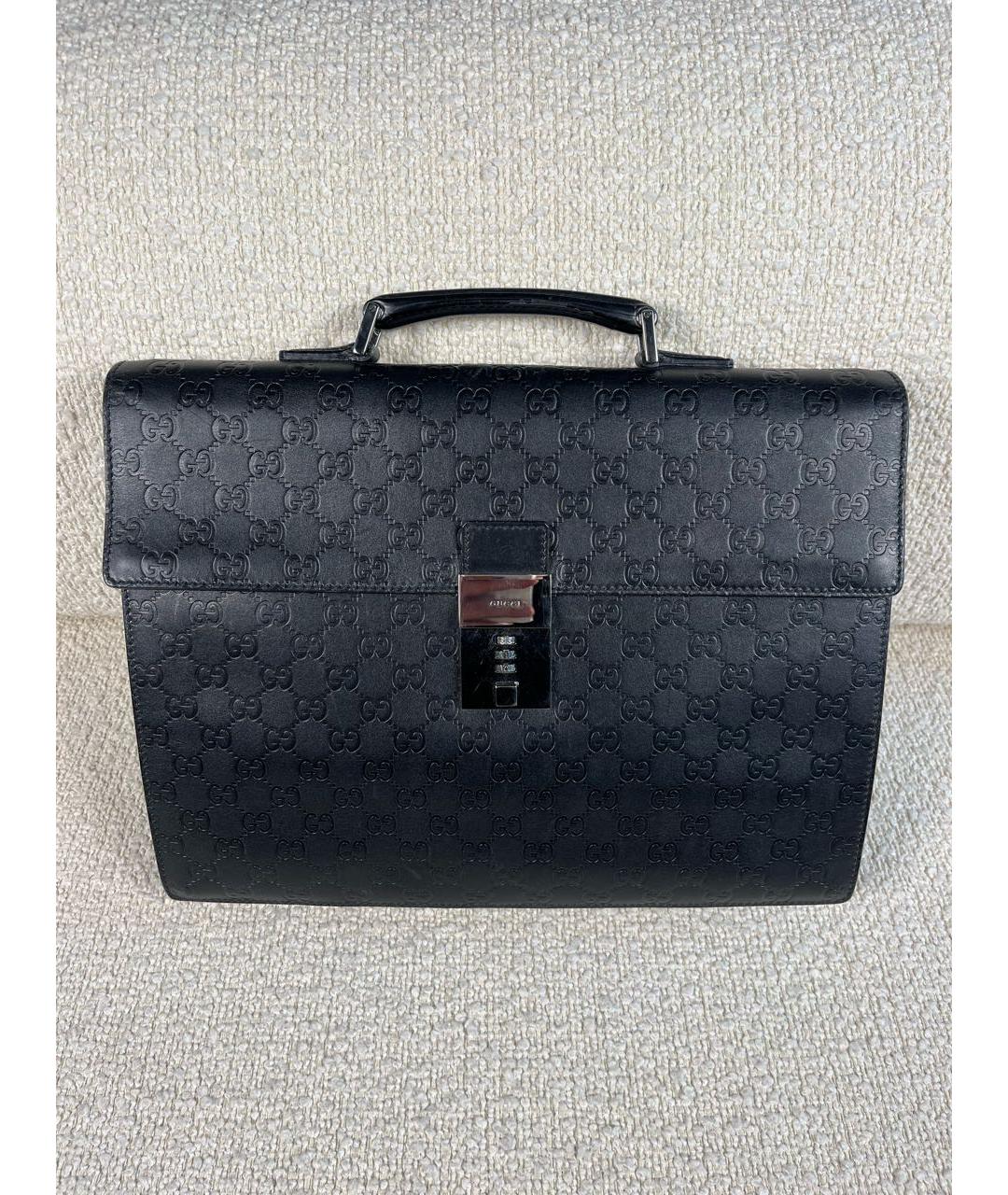 GUCCI Черный кожаный портфель, фото 8