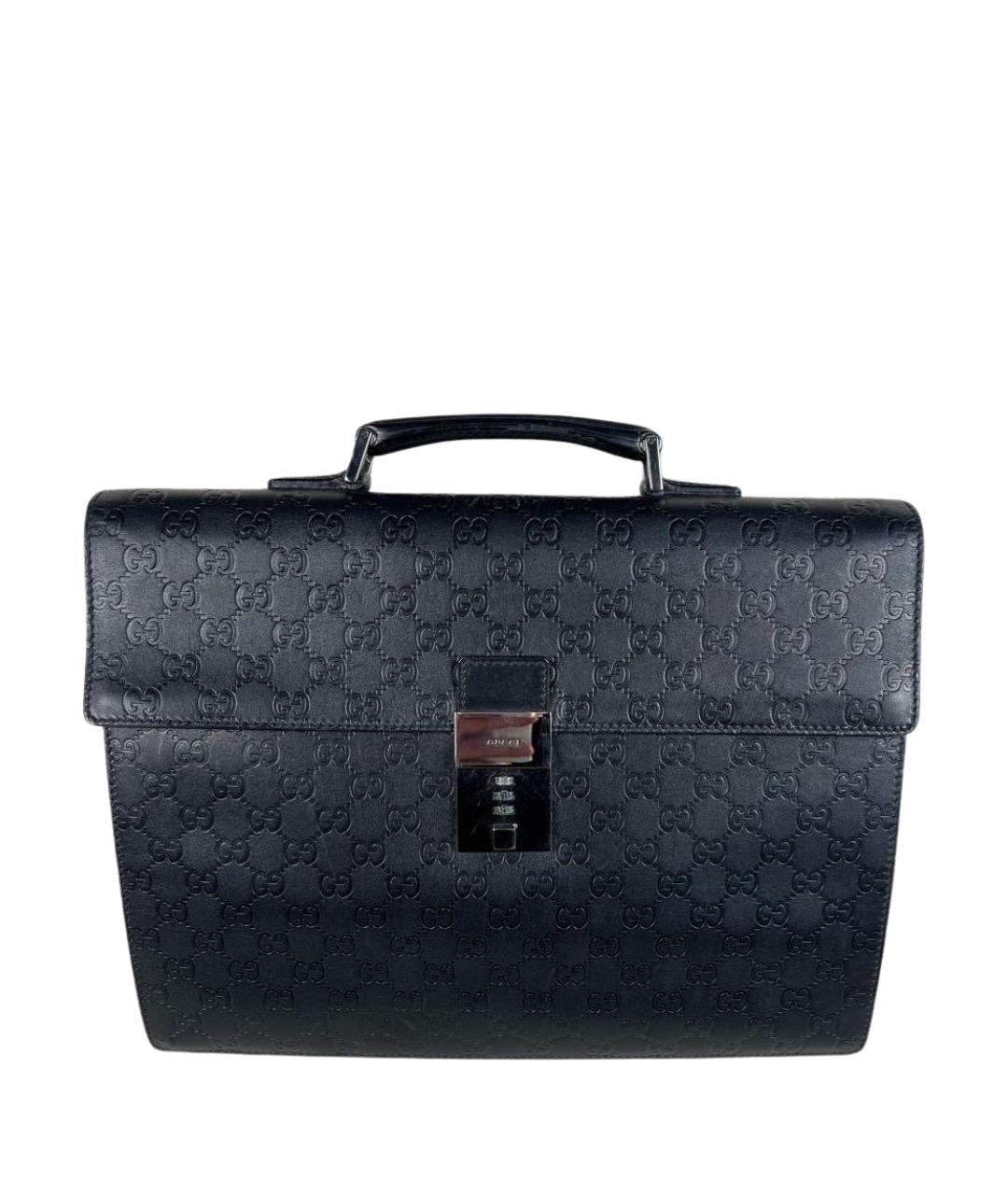 GUCCI Черный кожаный портфель, фото 1