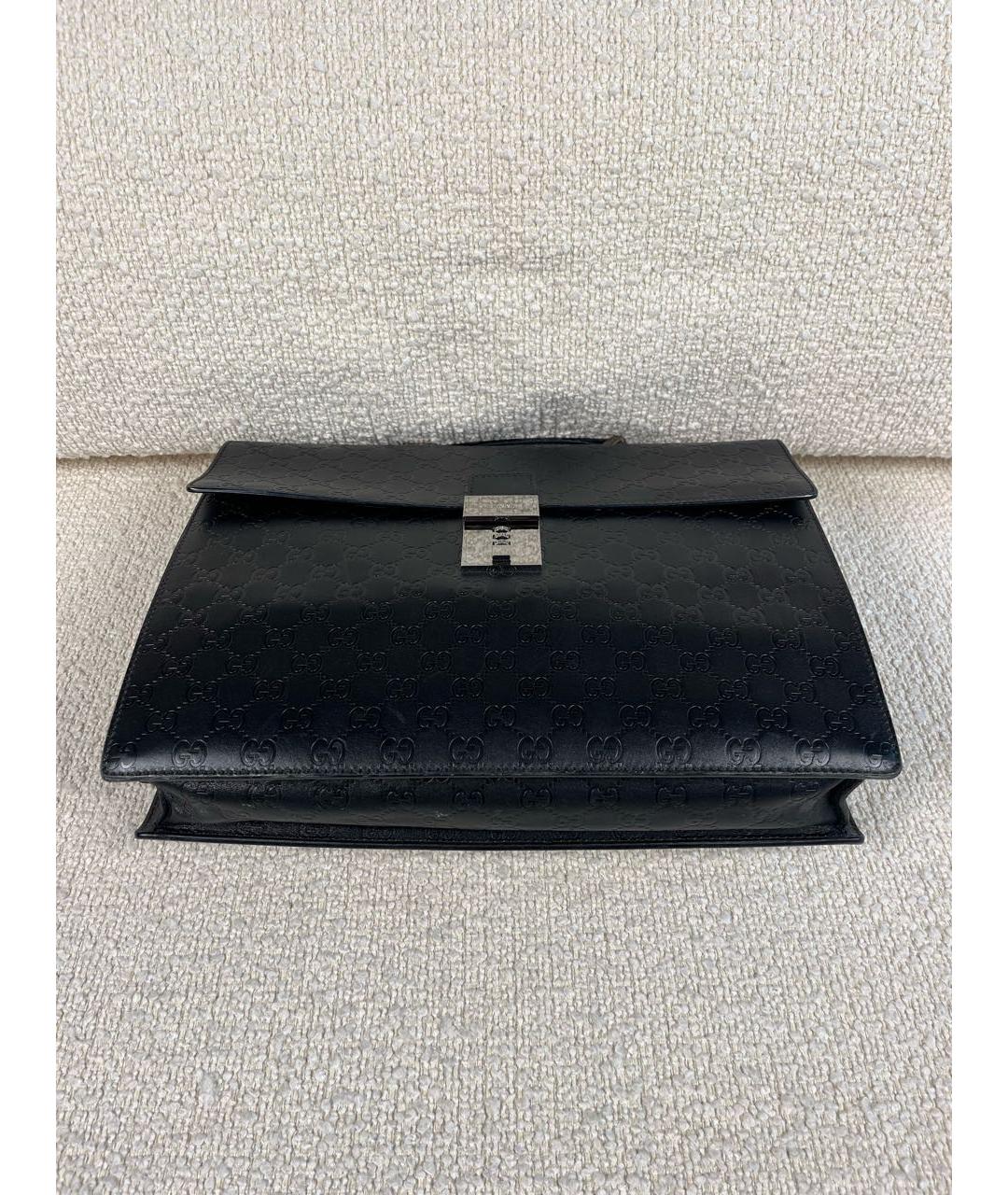 GUCCI Черный кожаный портфель, фото 5