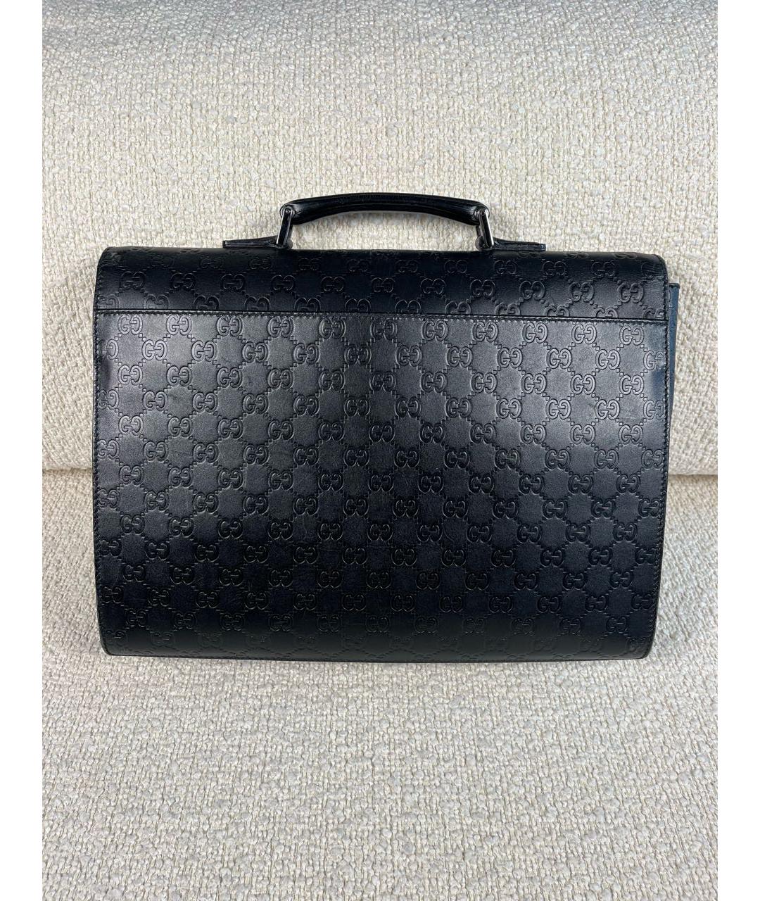 GUCCI Черный кожаный портфель, фото 2
