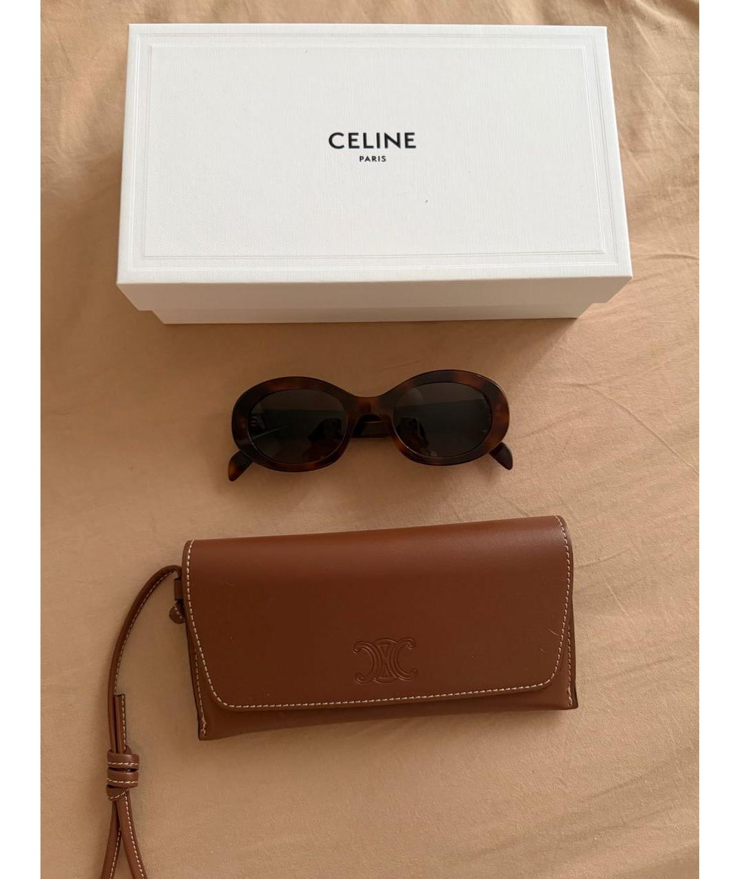 CELINE Коричневые пластиковые солнцезащитные очки, фото 4
