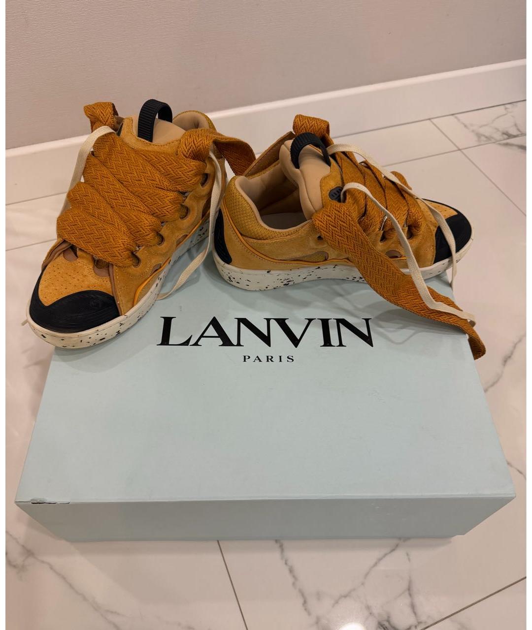 LANVIN Оранжевые замшевые кроссовки, фото 5