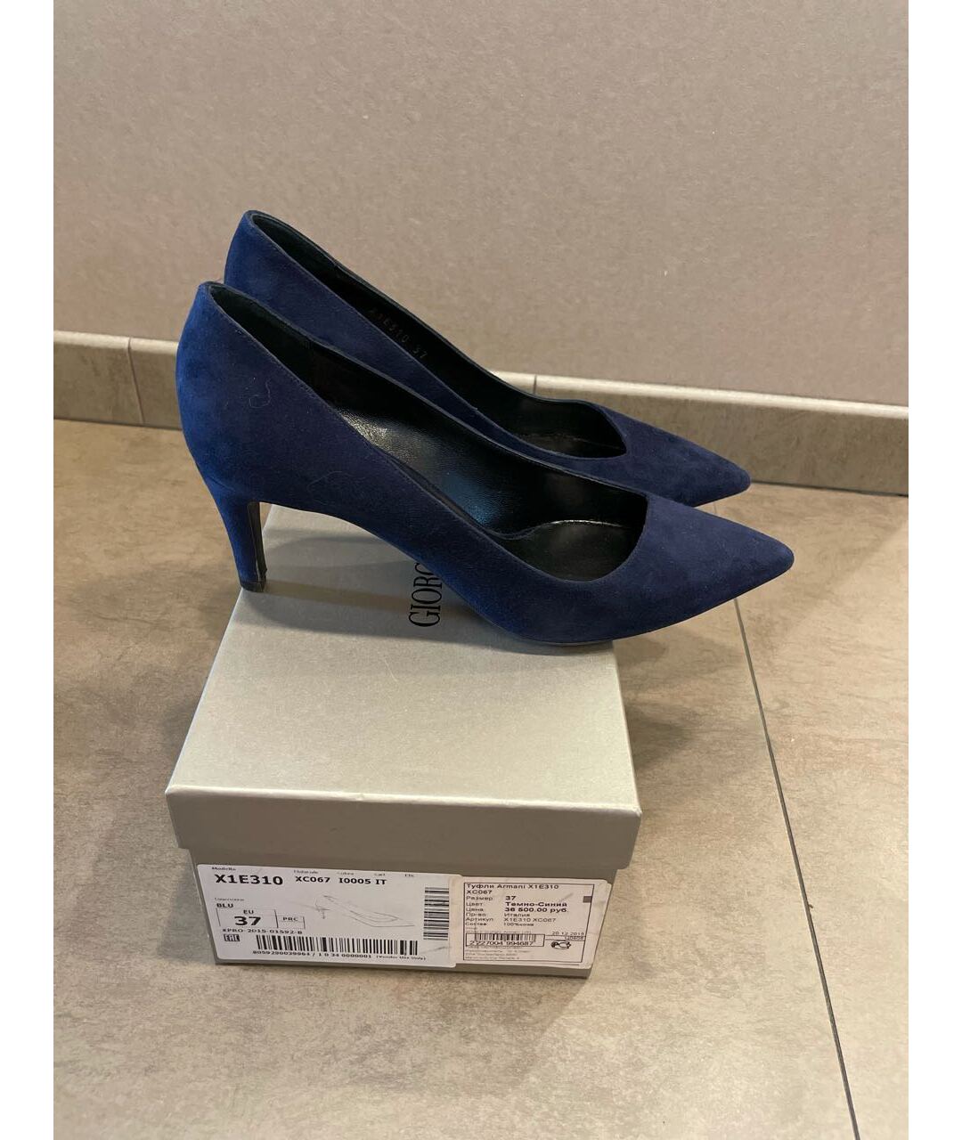 GIORGIO ARMANI Темно-синие замшевые туфли, фото 5