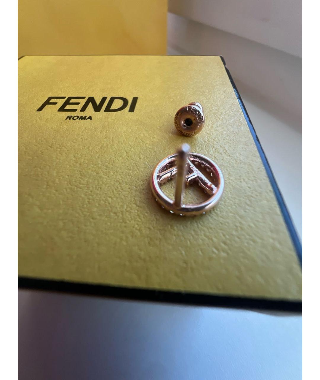 FENDI Розовые металлические серьги, фото 2