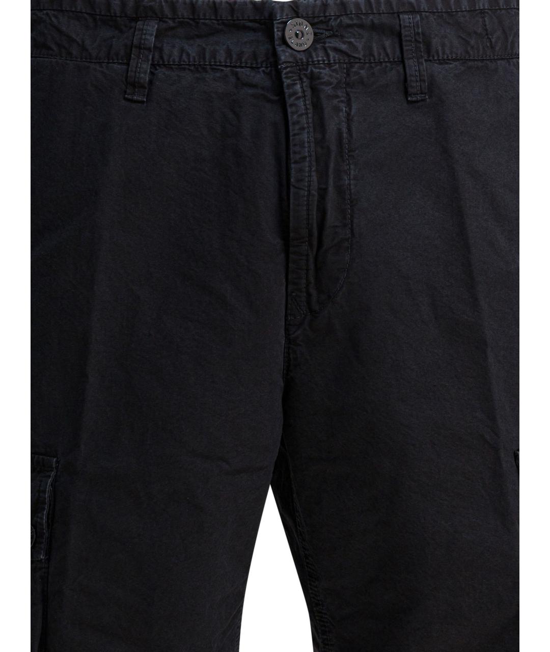 STONE ISLAND Черные хлопковые шорты, фото 3