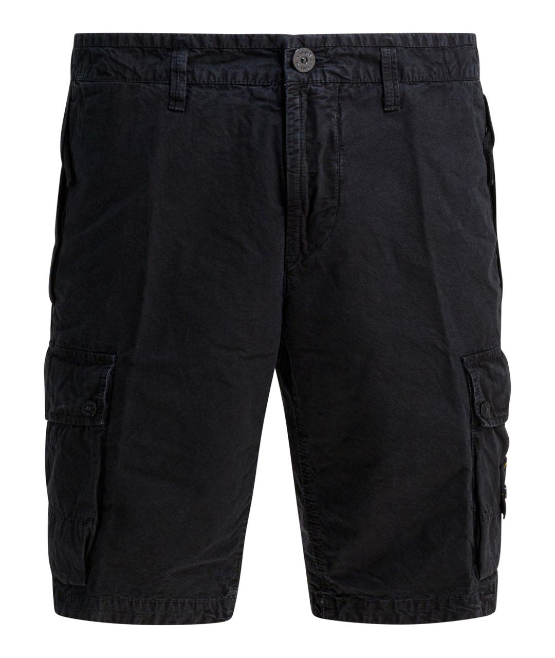 STONE ISLAND Черные хлопковые шорты, фото 1