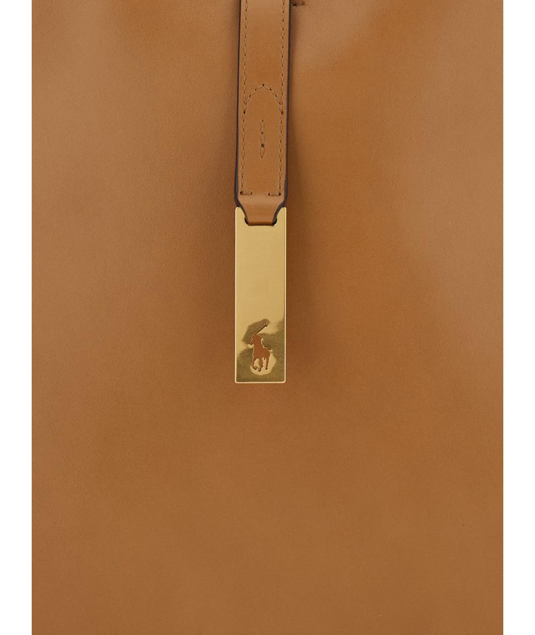 POLO RALPH LAUREN Коричневая кожаная сумка тоут, фото 3