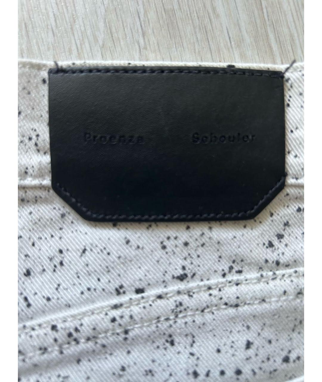 PROENZA SCHOULER Белые хлопко-эластановые прямые джинсы, фото 5