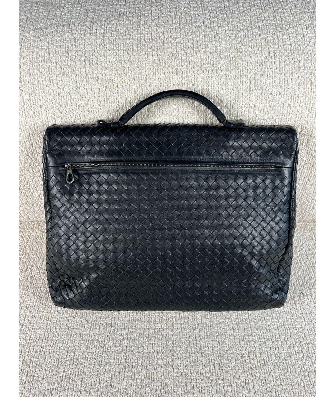 BOTTEGA VENETA Черный кожаный портфель, фото 3