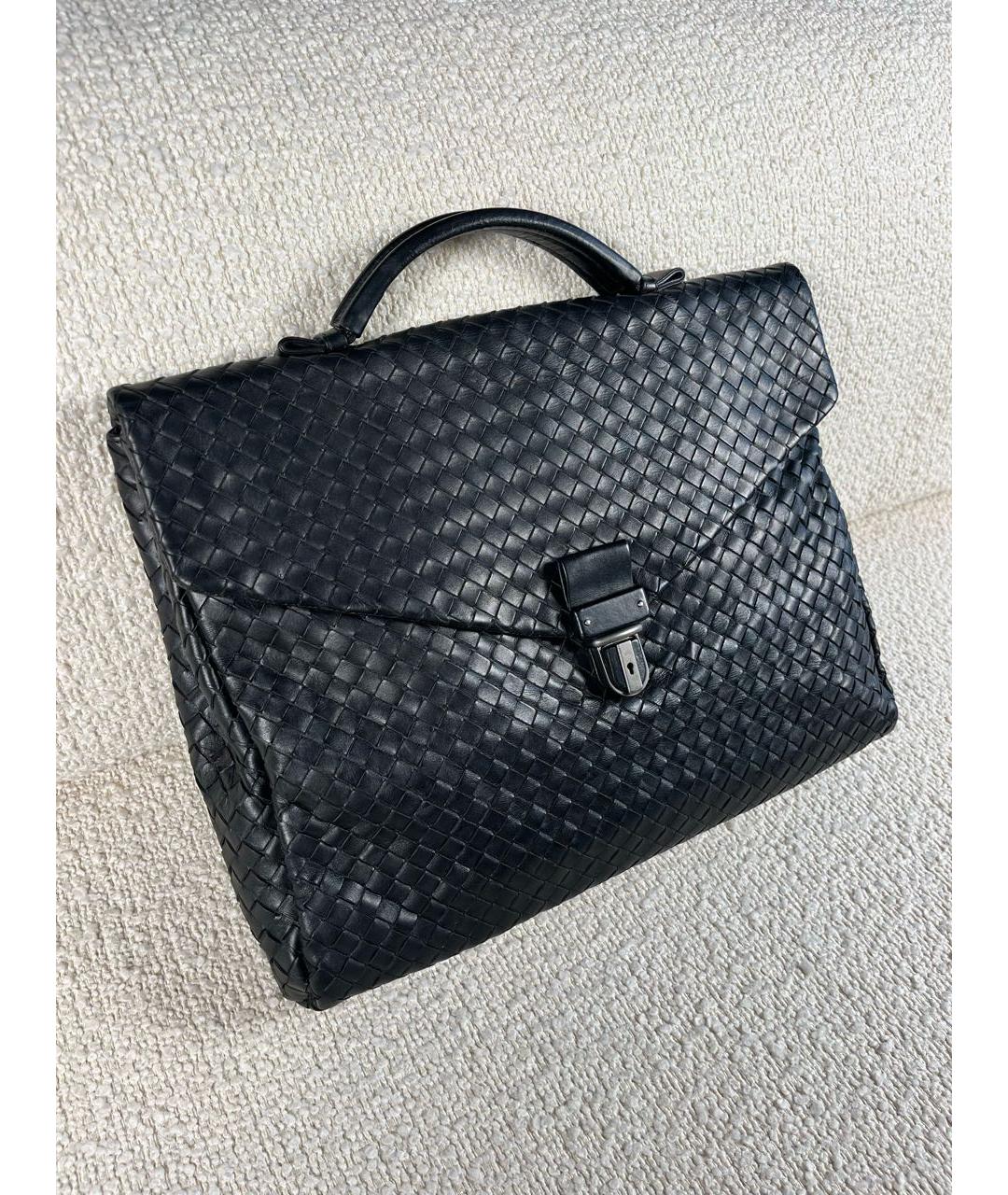 BOTTEGA VENETA Черный кожаный портфель, фото 2