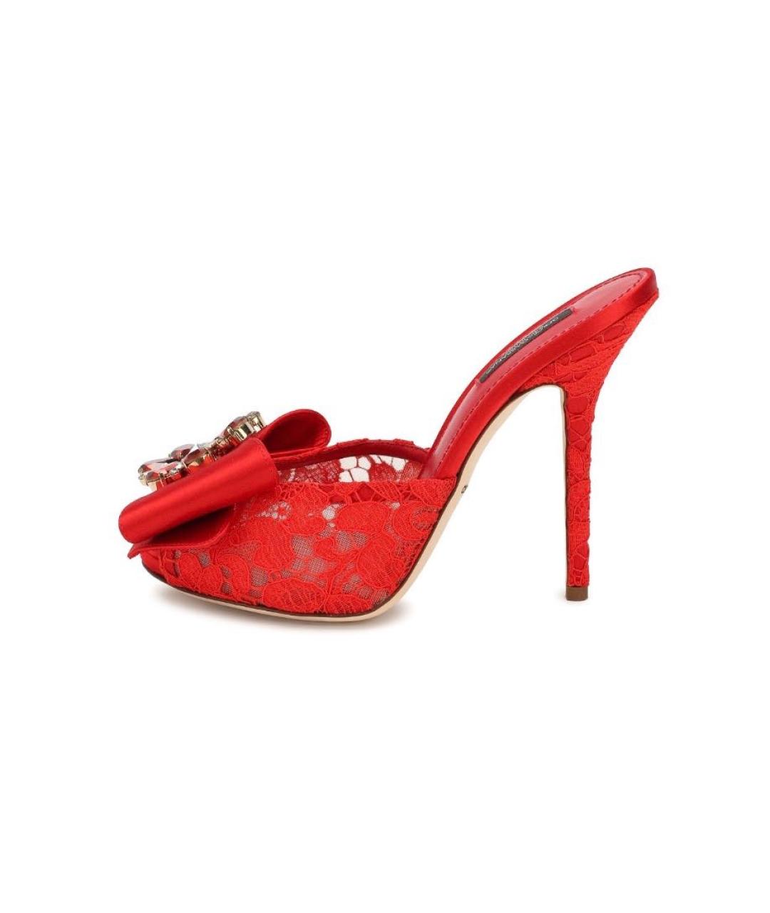 DOLCE&GABBANA Красные текстильные мюли, фото 8