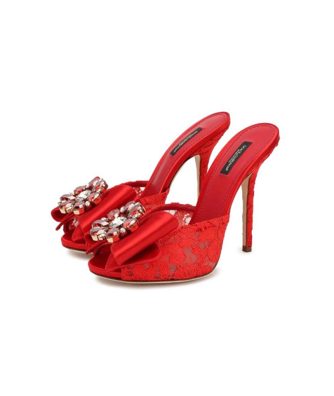 DOLCE&GABBANA Красные текстильные мюли, фото 2